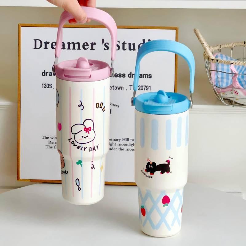 Cartoon Bunny Insulated Travel Mug With Handle And Stainless Steel For Kids And Adults