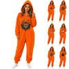 Damen Halloween Print Flanell Strampler für Loungewear und