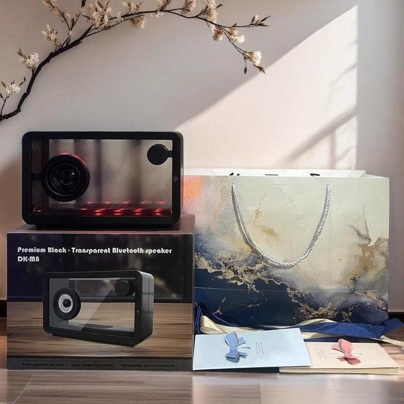 Transparent Bluetooth Speaker with Subwoofer,Stylish Desktop Audio for Home and Computer Use,Suitable as a Gift and Room Decor