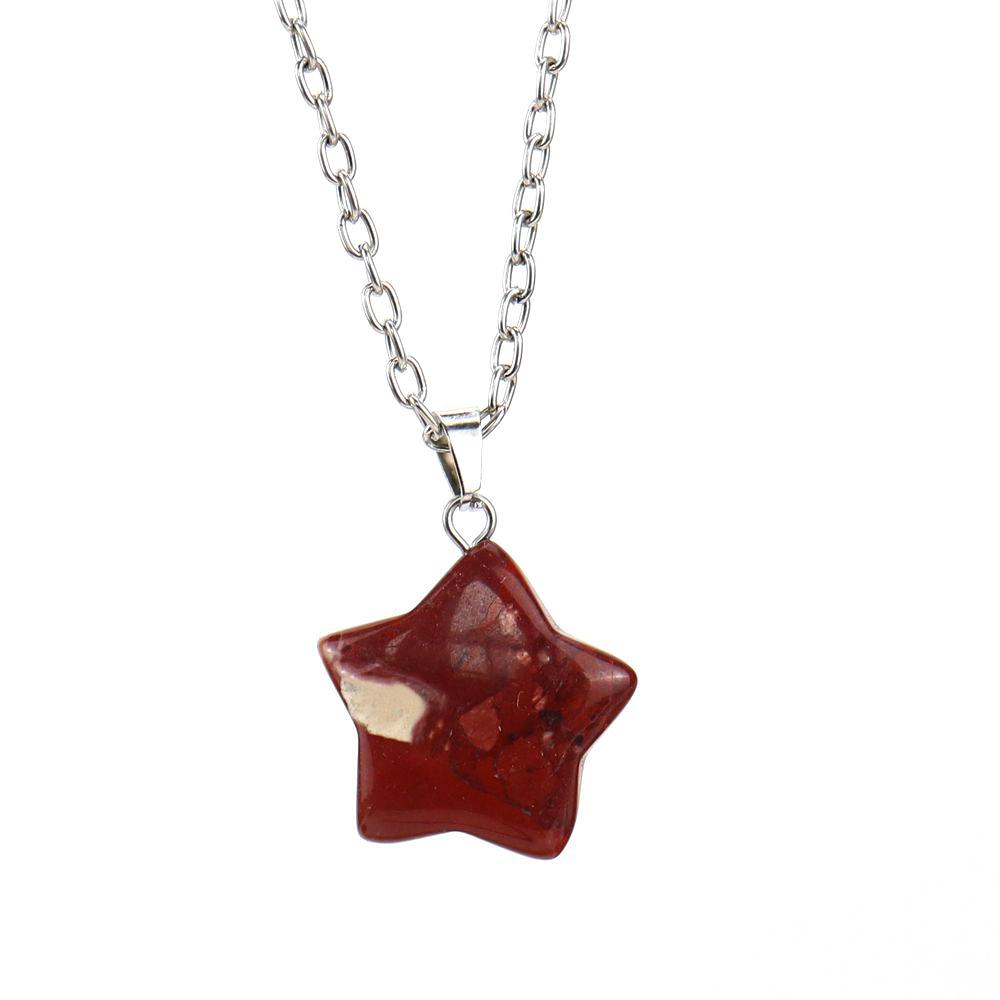 Natural Crystal Rough Stone Pendant, Five-Pointed Star Necklace, Small Star Jewelry Accessories N676