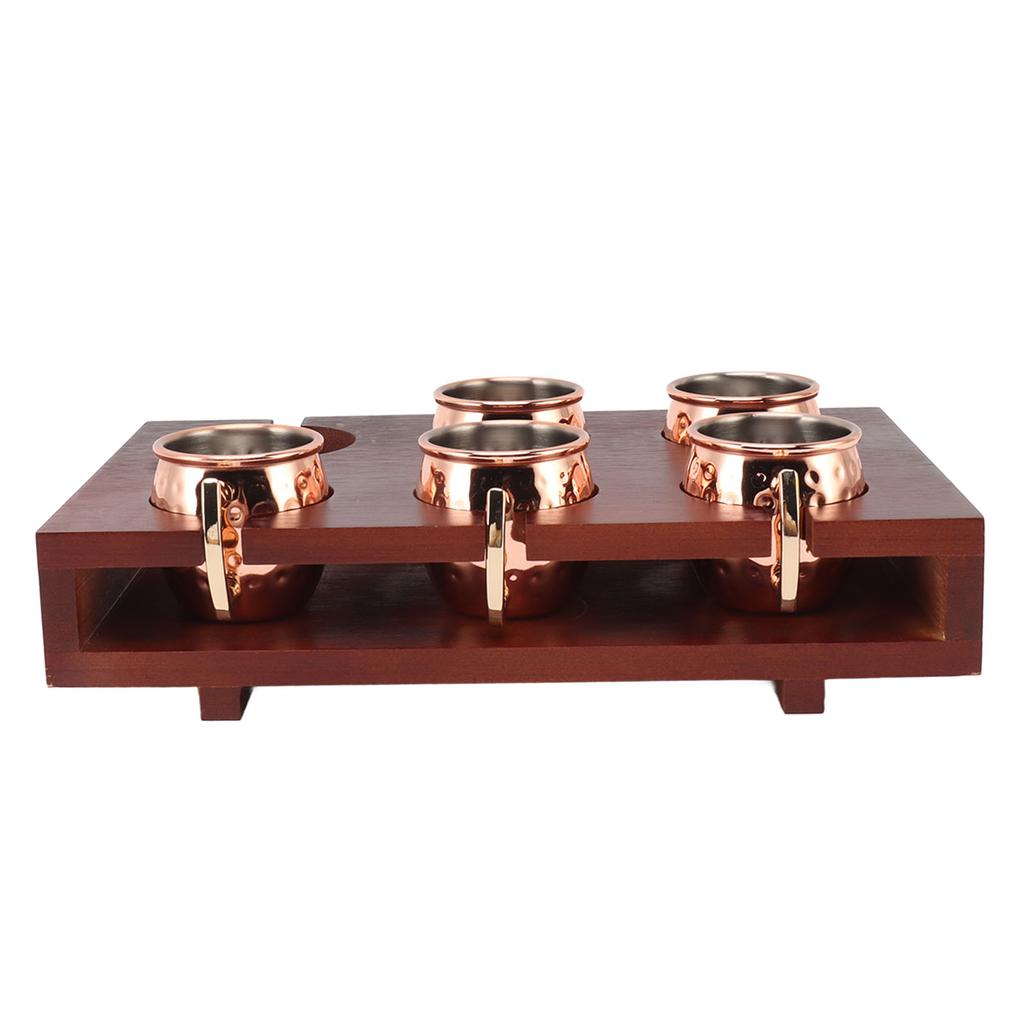 6Pcs 2oz Mule Drink Mug Set with Holder Robust Decorative Cocktail Hammer Point Cup for Bar