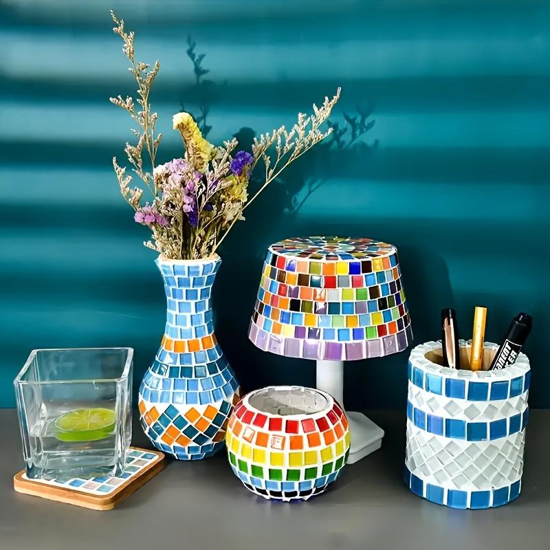 450 piezas de mosaicos de vidrio de color hechos a mano para bricolaje, azulejos de cerámica cuadrados para manualidades, accesorios decorativos para pintura artística creativa, artesanías de joyería hechas a mano