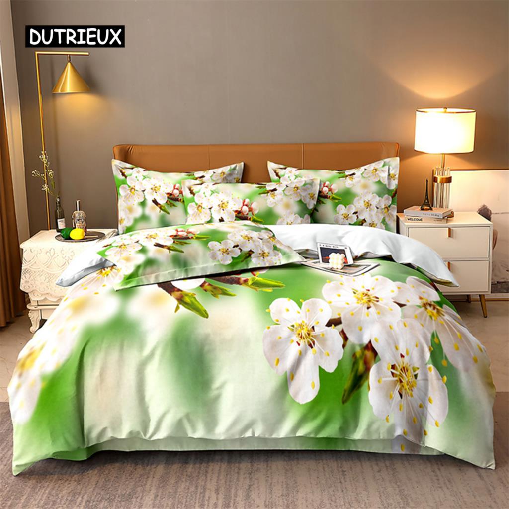 Bettwäscheset mit natürlichen Blumen, Bettbezug-Set, 3D-Bettwäsche, Digitaldruck, Bettwäsche, Queen-Size-Bettset, Modedesign