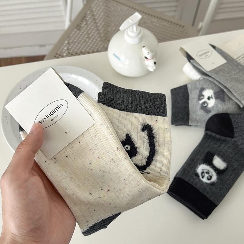 5 Paar Trendige und Niedliche Tier-Themen Kniestrümpfe für Damen im Herbst und Winter