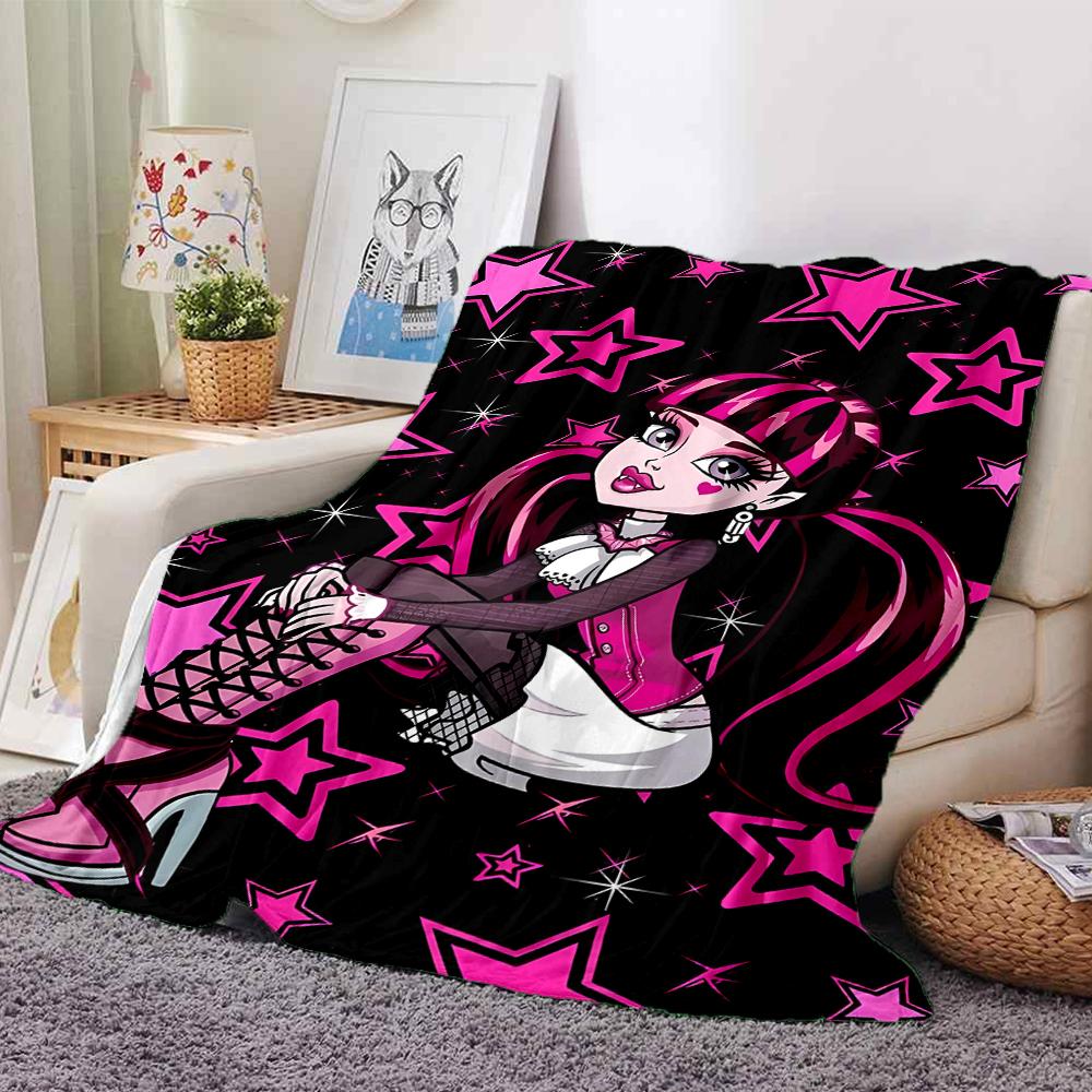 1Pc Monster High Starry Night Blanket For Couch Bed Plush Cozy Fuzzy Blanket Super Soft Warm Blankets For Fall And Winter 091828