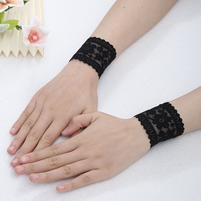 

Short Lace Thin Wristband Women Covering Scar Tattoo Tattoo Decoration Small Wrist Sleeve Elastic Arm Sleeve Summer Black (5.5cm) All yards