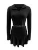 Dames Effen Kleur Rits Cropped Top & Ruche Rokje Set