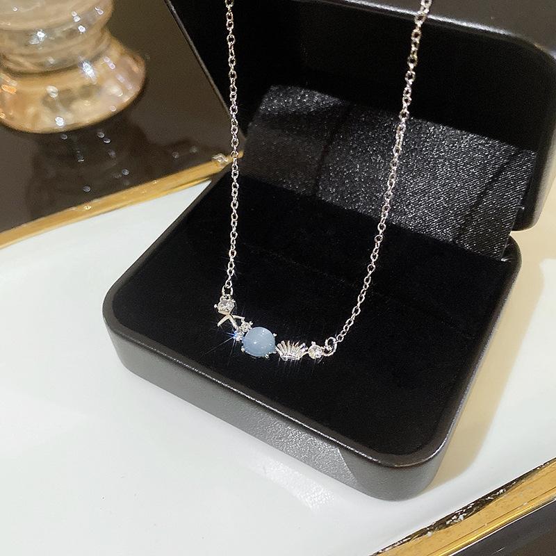 Korean silver titanium steel necklace girls versatile high-end sense niche pearl butterfly pendant collarbone chain jewelry