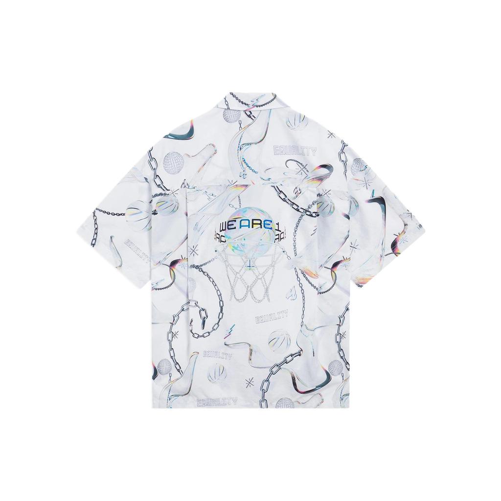 Li Ning Wade Collection Shirts Men's White Gray Lapel Moderate Other ASHS445-1