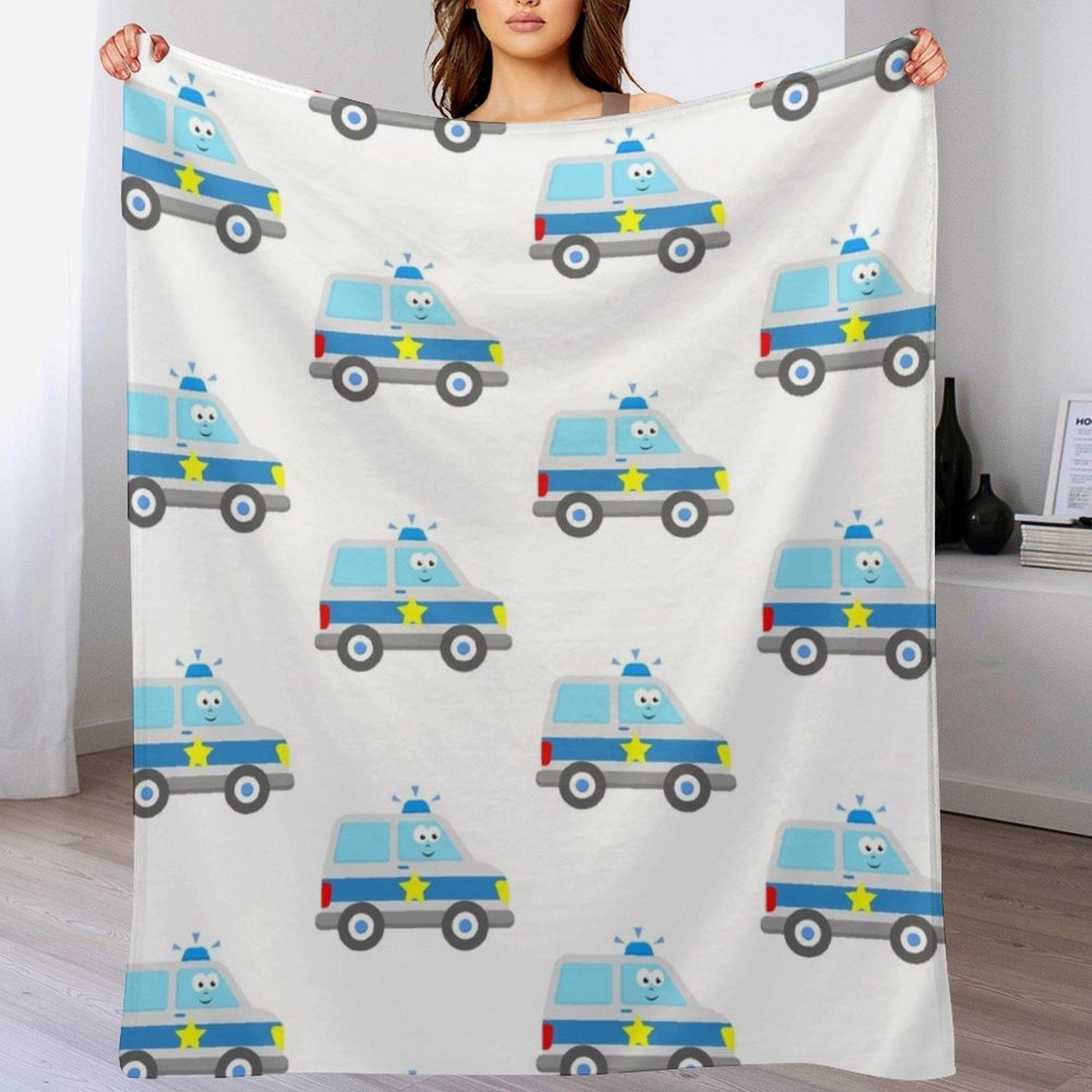 Cute Toddler Police Car Boys Girls Kids Cop Patrol Vehicle Throw Blanket Warm Flannel Blanket for Couch Chair Bedroom 102x76cm(40x30in)