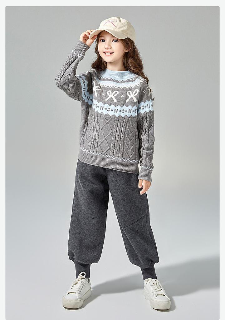 Girls' Loose Velvet Lined Windproof Casual Pants