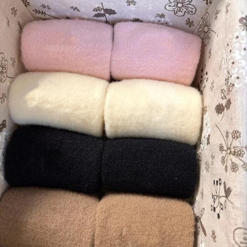 Thickened Australian Velvet Solid Color Medium Tube Socks Children'S Socks Velvet Coffee Color Confinement Socks Casual