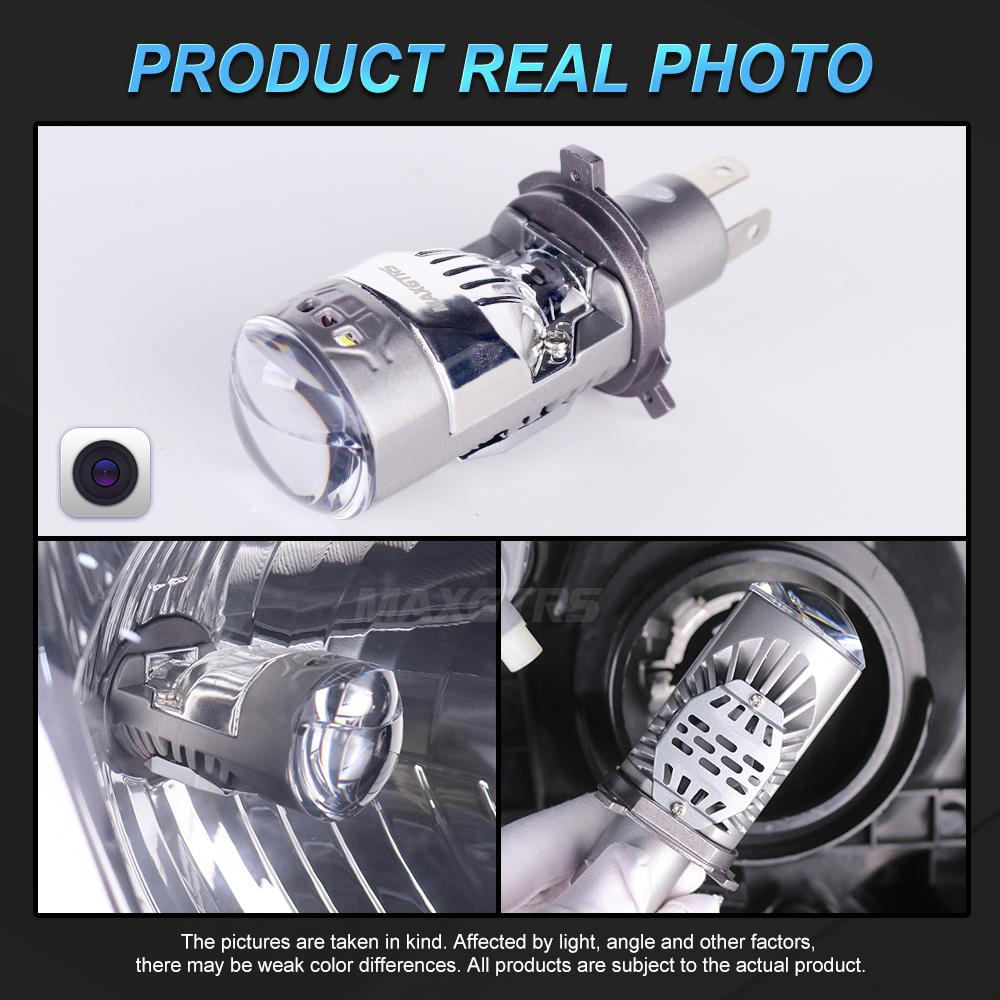 MAXGTRS Dual Lens H4 LED Headlight Mini Projector Lens HBS 9003 Auto Beam Light 50W 11000LM