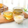 Retro Sunflower Embossed Glass Cup with Gold Rim and Handle - Large Capacity for Milk or Breakfast Beverages