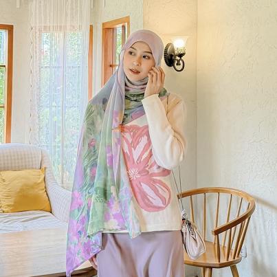 Fashion Printed cotton linen Hijab Scarf For Woman Muslim Hijabs Digital Printing Shawls Islam Turban Ramadan Headscarf Scarves