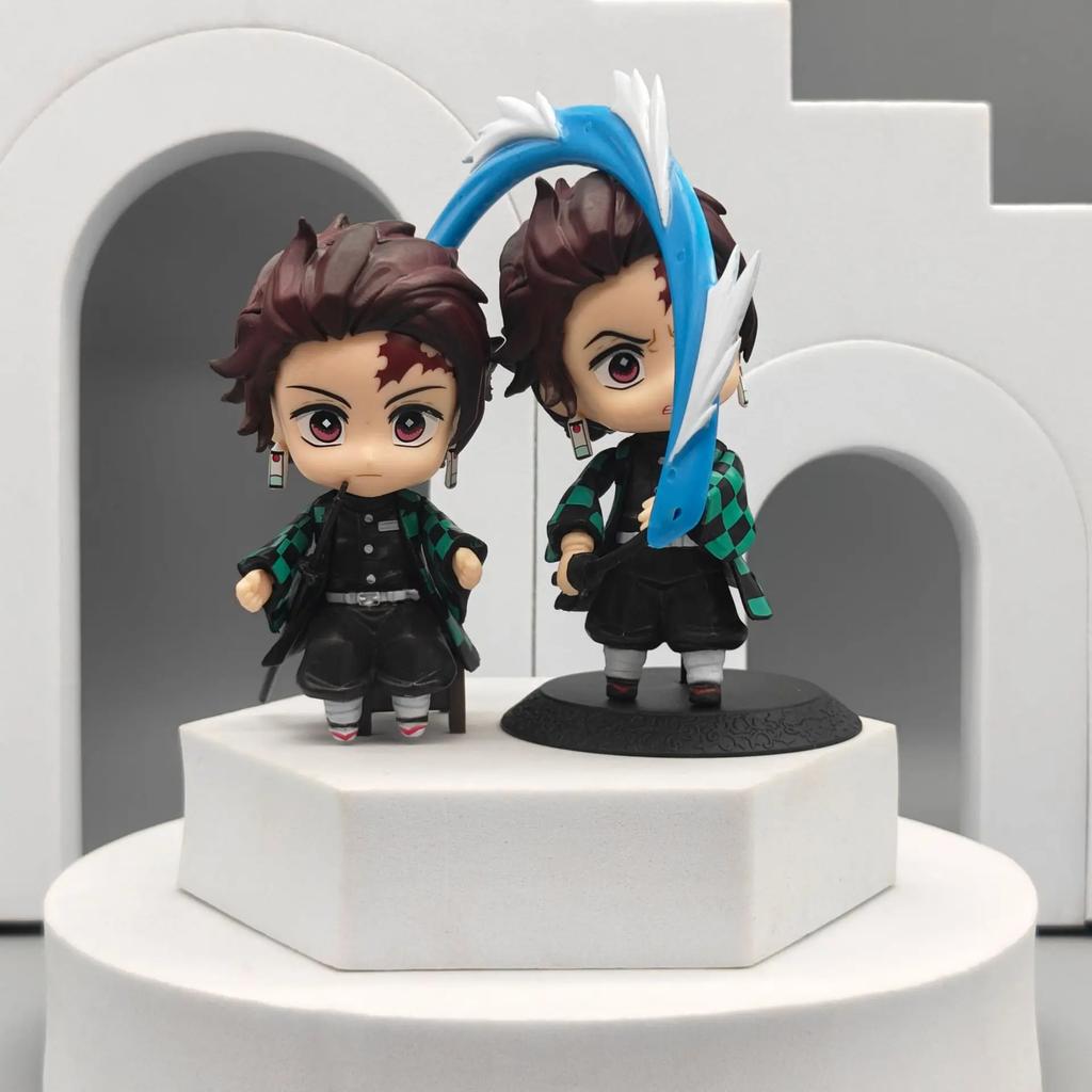 10Pcs/Set Q Ver. Demon Slayer Warror Figures Tanjirou Zenitsu Nezuko Inosuke Fighting Model Doll Toys PVC Figurines Kids Gifts