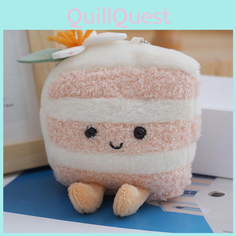 Adorable Plush Triangle Cake Keychain Soft Toy Cute Dessert Pendant For Girls