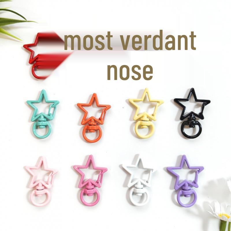 Colorful Zinc Alloy Star Keychain with Candy Color Spring Buckle Pendant - DIY Jewelry Accessory