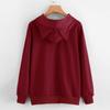 Plus Size Cat Print Fleece Hoodie for Women - Autumn/Winter Collection