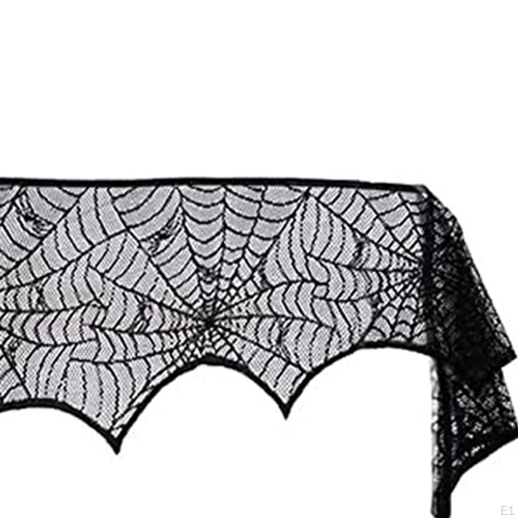 Creepy Halloween Mantel Scarf with Intricate Web Design