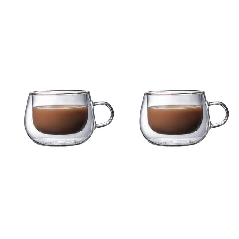 Dubbelwandige hoge borosilicaatglas mok hittebestendig handvat koffie melk sap water beker bar drinkware koffiewaren minnaar cadeau