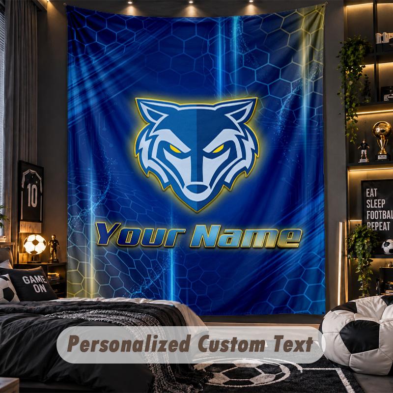 TapestryWarrington Wolves FC Custom Name Text Personalized Wall Hanging Tapestry Home Wall Decor