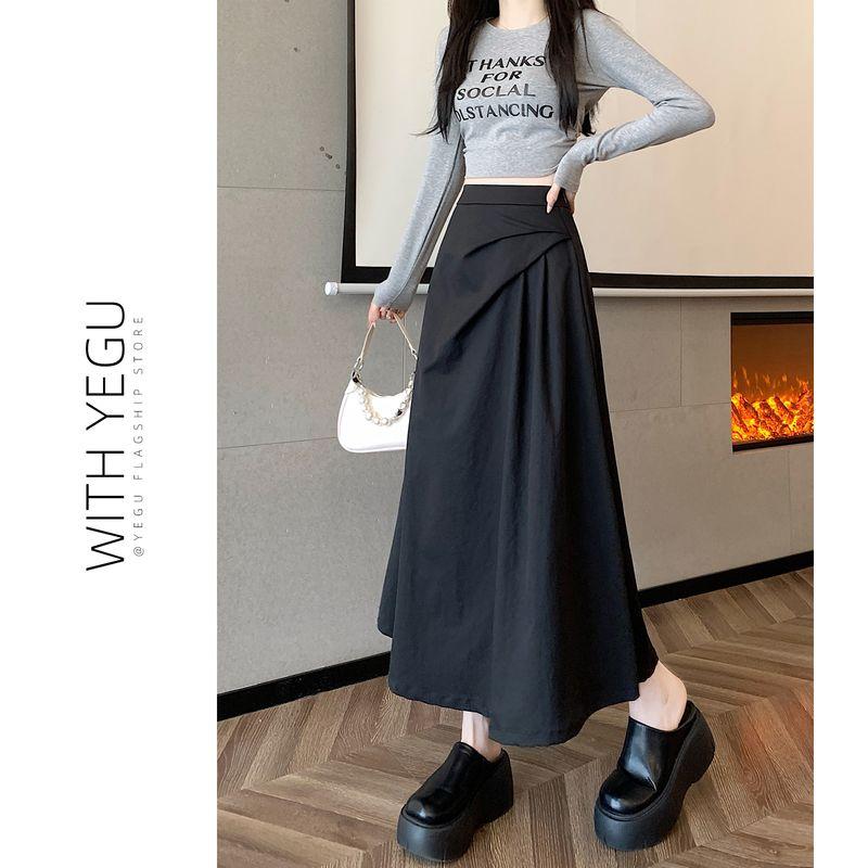 

Apricot Asymmetrical Skirt Women s Summer Ruched Big Hem A- line Skirt Small Mid Length Long Length Elegant White Umbrella Skirt Black XL