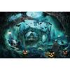 Halloween Zirkus Truppe Thema Hintergrund Abendparty Terror Böse Laterne Mond Fledermaus Geist Friedhof Individuelle Dekoration Fotografie Hintergrund