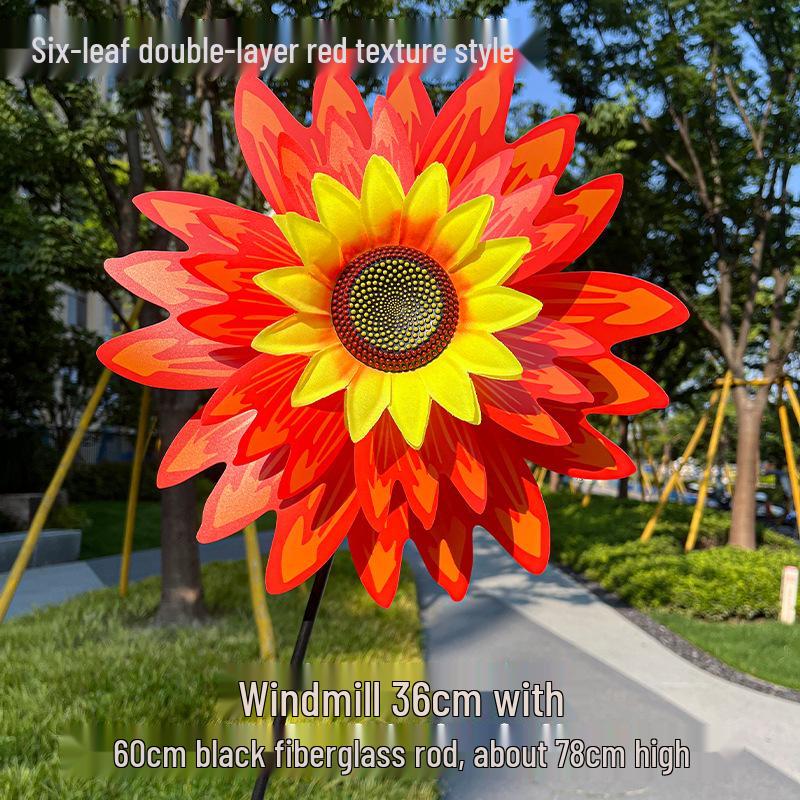 Children's Double-Layer Rotating Sunflower Pinwheel Outdoor Decoration