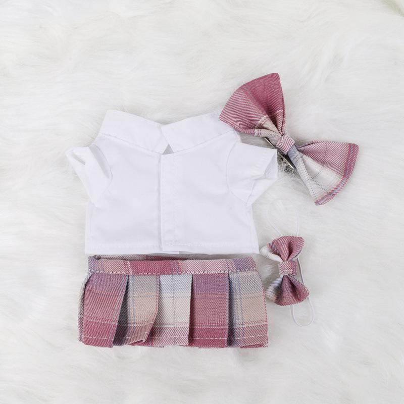 10x20cm College Style Doll Uniform: Pleated JK Skirt Set for Plushie Dolls