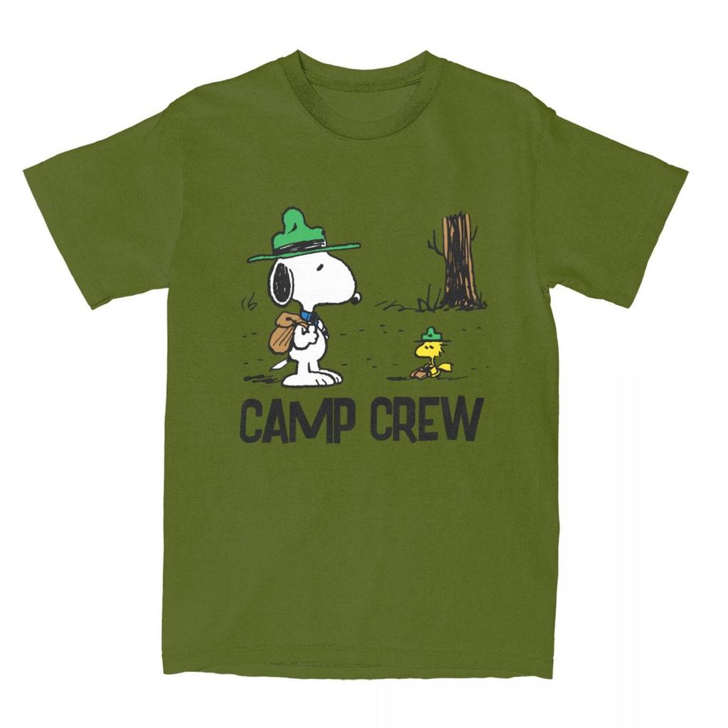 Comic Peanuts Snoopy Woodstock Camping Merch Shirt Cute Cartoon Pure Cotton New Arrival Clothing Unisex