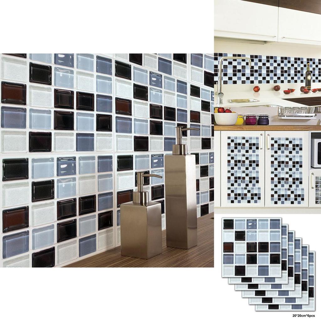 Elegant 3d Mosaic Self-adhesive Oil-proof Wall Sticker Set For Home Kitchen Decor