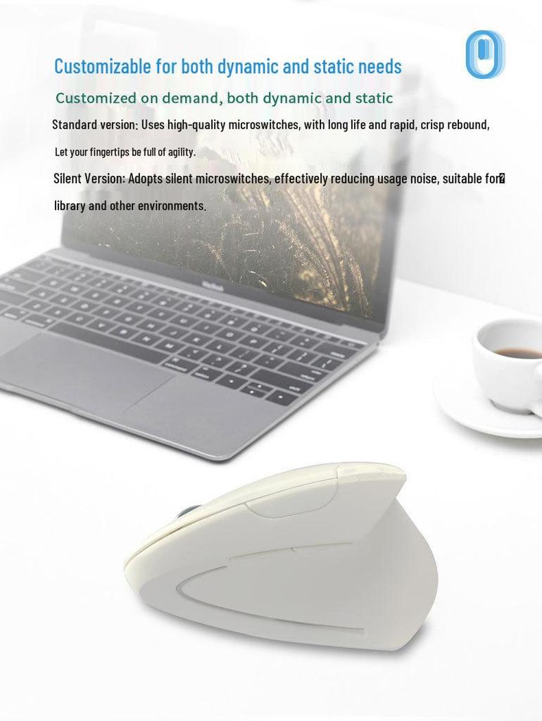 Ergonomic Optical Bluetooth Vertical Mouse with Side Buttons, Power-Saving, Long Battery Life for Gaming and Office Use.