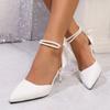 Baotou Sandalen Damen neuartiger ausländischer Stil Schleife High Heels Ein-Wort-Schnalle hohl spitz zulaufend Temperament Sandalen Damen