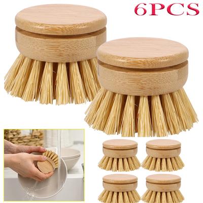 Escova de Louça de Cozinha Bambu Natural Esfregão de Louça Ferramenta de Limpeza de Cozinha Cabeça de Escova Ecológica para Lavar Panelas Fogão