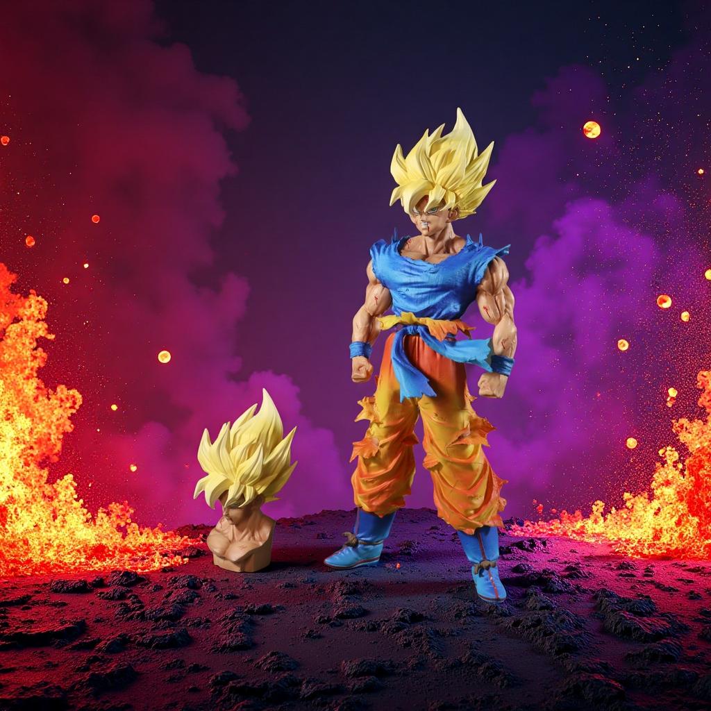 Verwisselbare kop 27cm Dragon Ball Z Figuur Goku Anime Figuren Eerste Super Saiyan Gokou PVC Model Speelgoed Poppen Cadeaus