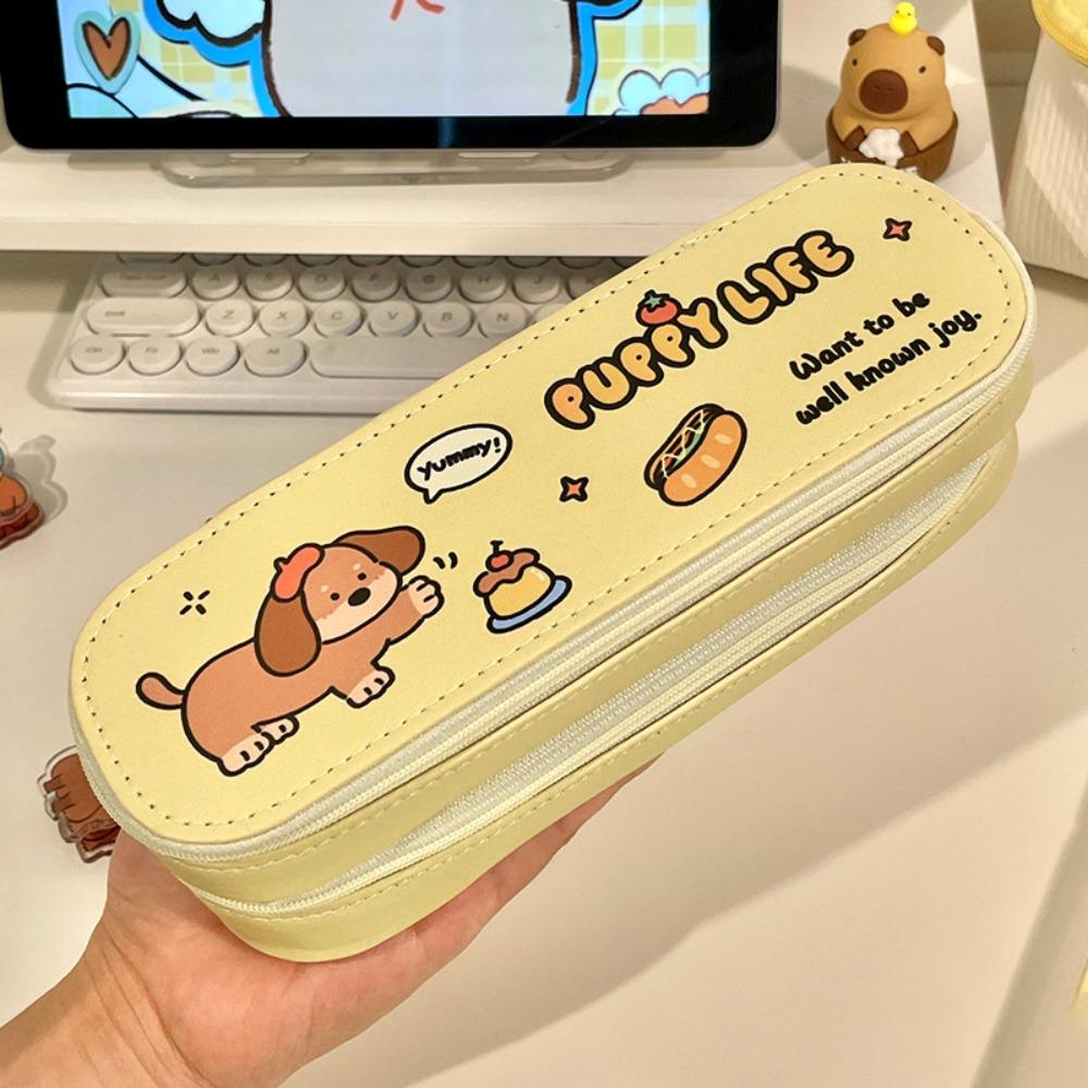 Multifunctional Capyabra Pencil Case Large Capacity Waterproof Stationery Box Double Layer Pen Box School Office