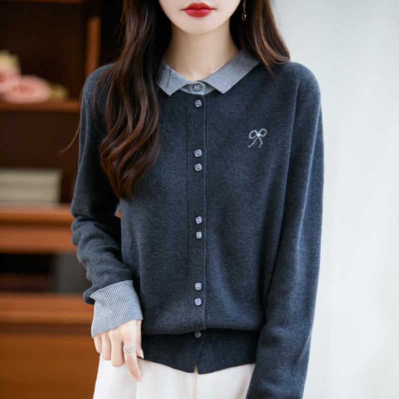 QingHe Cashmere Women's 30% Cashmere Cardigan - Soft & Warm Wool Blend Sweater