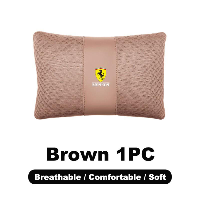 1pcs Car Leather Headrest Seat Lumbar Pillow Auto Accessories For Ferrari F430 Stradale Roma 488 Spider SF90 LaFerrari Portofino MQ6
