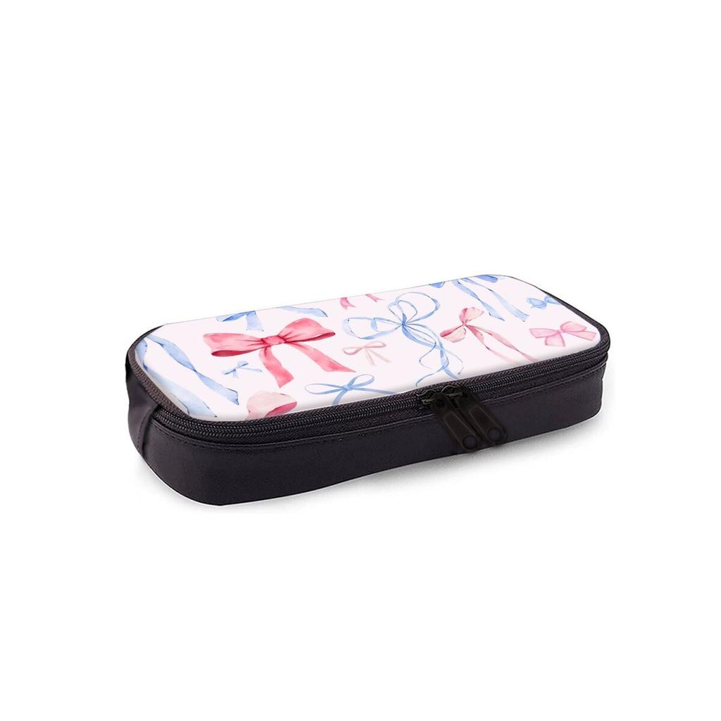 Bow Print Single Layered Pencil Case for Boy/Girls Best Gift Cartoon School Supplies Pencil Pouch for Children