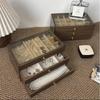 Velvet Walnut Three-Layer Jewelry Box for Earrings, Necklaces, and Bracelets - Large Capacity Display