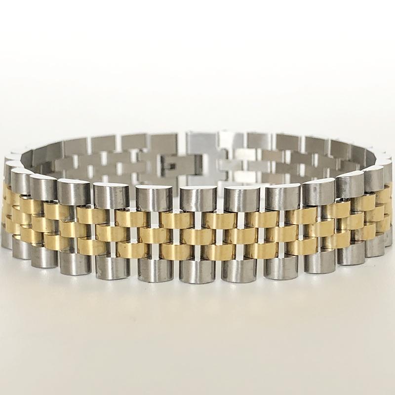 15MM Lenkekjede Herrearmbånd For Kvinner Polert Gullfarge Rustfritt Stål Menn Armbånd På Håndbånd Smykketilbehør