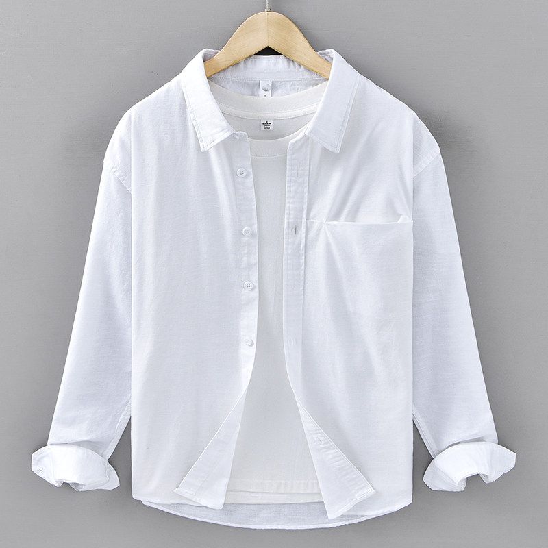 Spring Summer Japan fashion Retro Washed Cotton and Linen Long sleeve Shirts Men's Linen Casual Shirt Loose Breathable New Thin