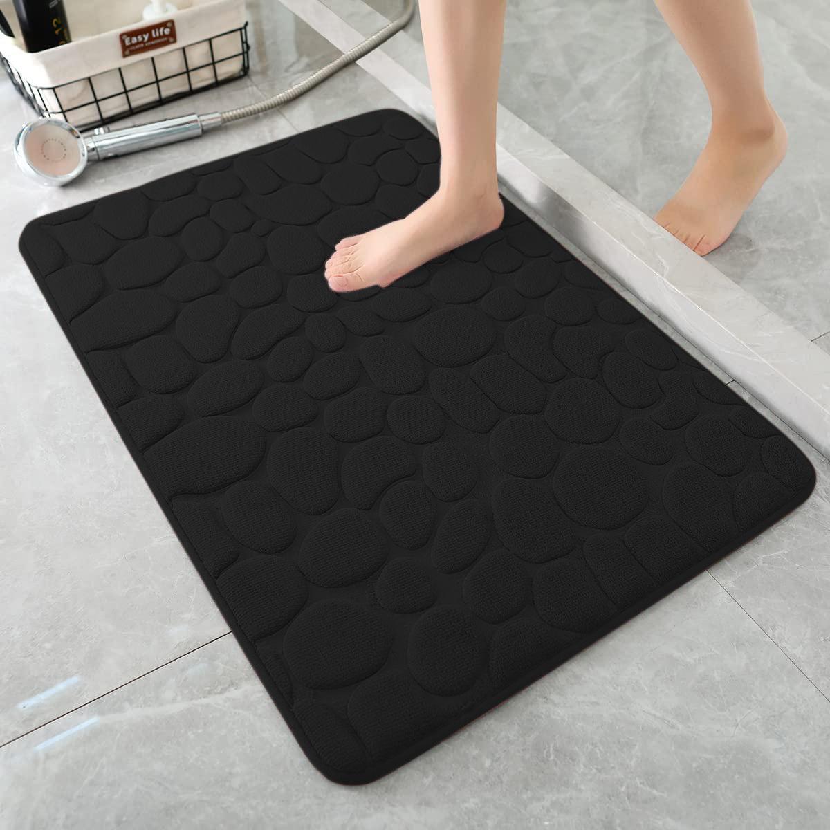 

New Home Bathroom Floor Mat with 3D Concave Convex Pattern Strong Water Absorption Anti Slip Bottom Anti Fall Machine Washable 40x60cm 1pcs чёрный