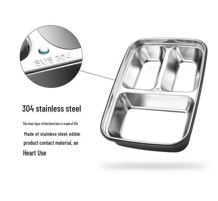 Multi-Compartment Stainless Steel Bento Box - No Flavor Mixing, Microwave Safe, Ideal for Students and Office Workers, Portable Lunch Solution