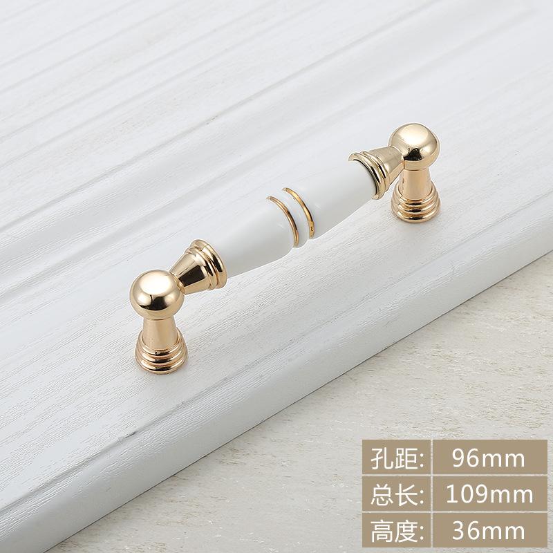 Fashion Ceramic Cabinet Handles Golden Kitchen Cupboard Door Handles Drawer Knobs European White Furniture Pulls