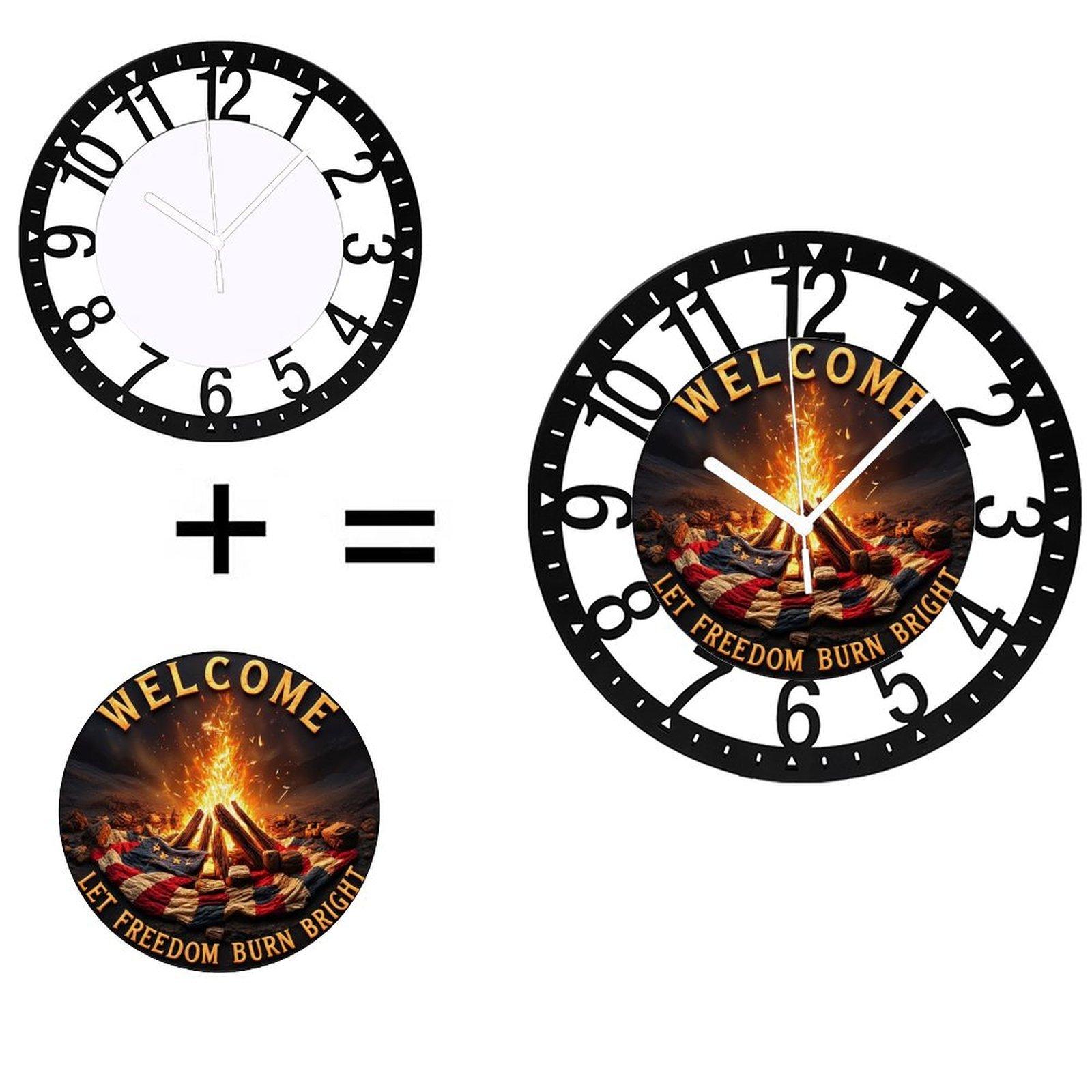 25cm Nordic Style Iron Round Wall Clock for Living Room Bedroom (Black,10 inch(25.40cm))