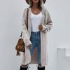 Women's Solid Color Knitted Long-Sleeved Temperament Fashion Sweater Cardigan Coat