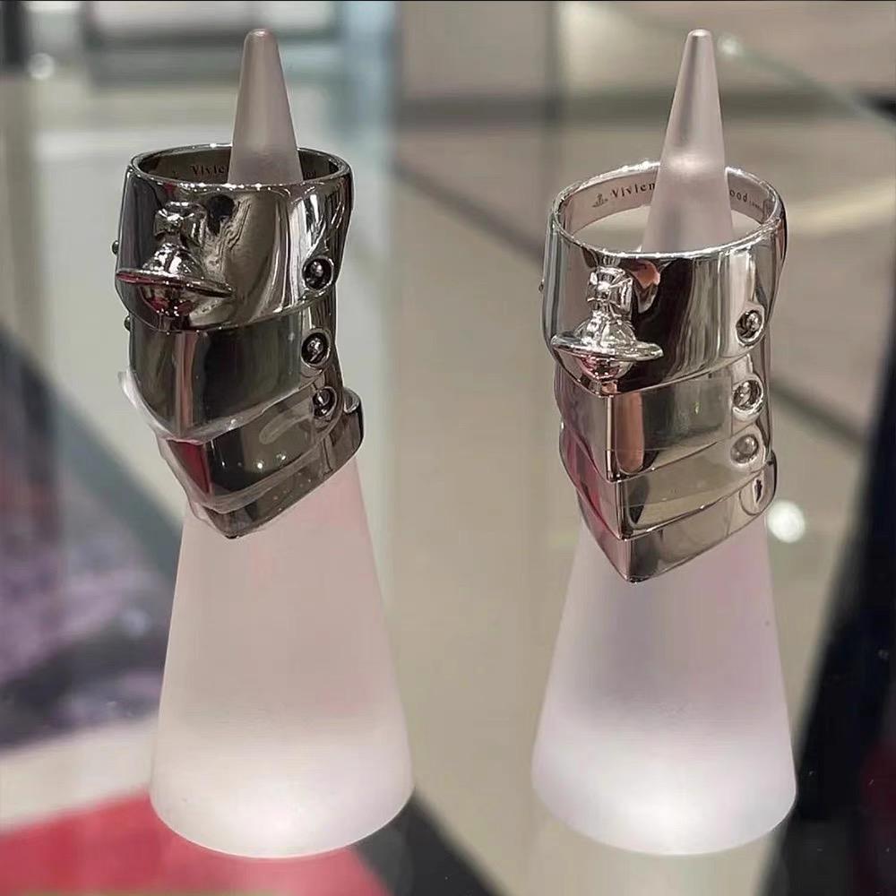 Willa Punk Style Adjustable Saturn Armor Ring - Multi-Layer, Movable, Four-Section Design.