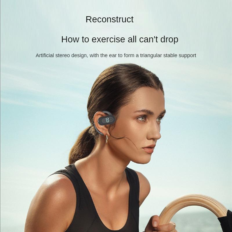 Bluetooth 5.4 Wireless Earphone 180° Rotation Adjustable Left Right Ear Universal Headset LED Display For Sport Business Music